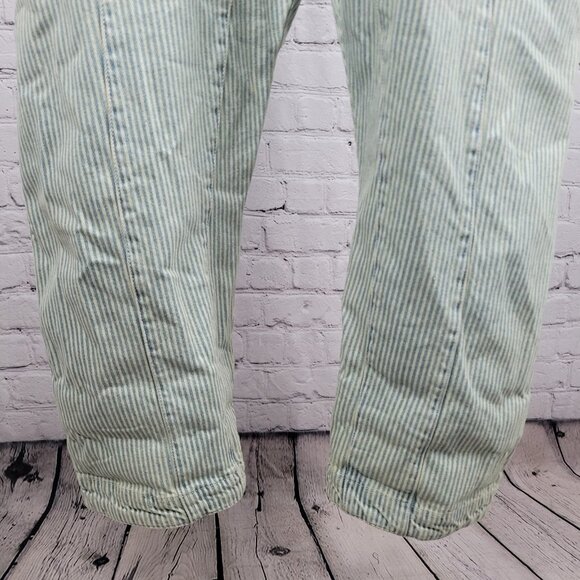 We The Free Blue 100% Cotton Denim Striped Overalls Jumpsuit Free People Large L - Picture 9 of 12